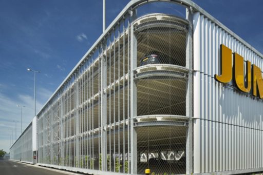 Jumbo Distributiecentrum Nieuwegein, Parkeergarage met RVS kabelnetten, veiligheidsnetten - Carl Stahl