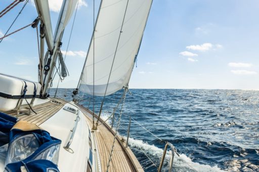 Yacht sail in the Atlantic ocean at sunny day cruise CS.RIGGING